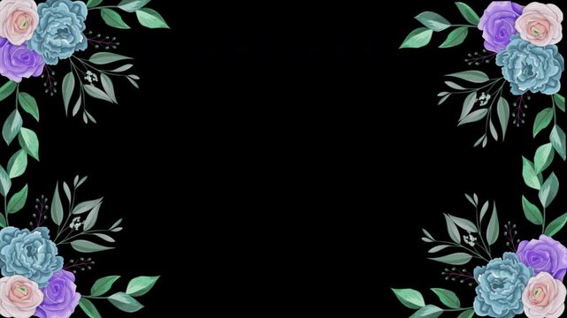 Floral Frame Background Animation Transparent Background Alpha Channel