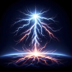 Realistic Colorful Electric Storm Illustration with Vibrant Lightning,Generative AI