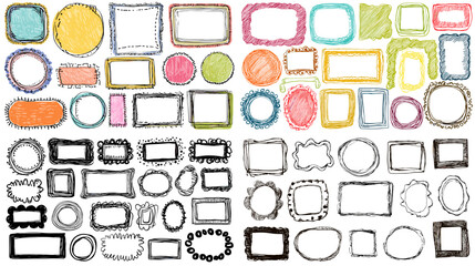 Hand drawn watercolor frame and label collection with colorful borders ideal for notes planners branding packaging and creative graphic design use.