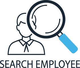 Search employee icon recruitment hiring human resources personnel profile finding job search vector