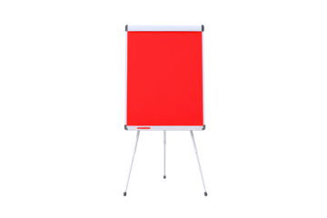 Red presentation board on a stand isolated on transparent background