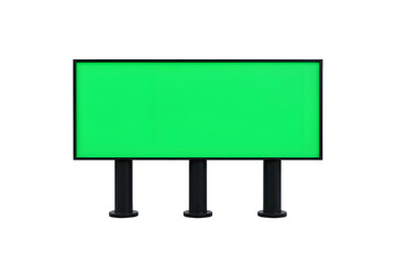 Obraz premium Large green billboard with three black poles isolated on transparent background