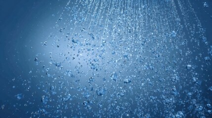 cold shower routine, droplets in motion, fresh blue tones, dynamic realistic water textures, invigorating atmosphere, health and resilience concept