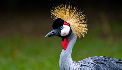 Fototapeta premium A close-up portrait of an exotic bird with a distinctive crown and striking plumage