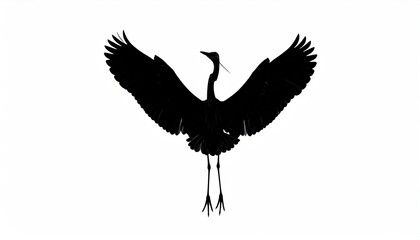 Silhouetted avian creature with extended wings, symmetrical, black against white