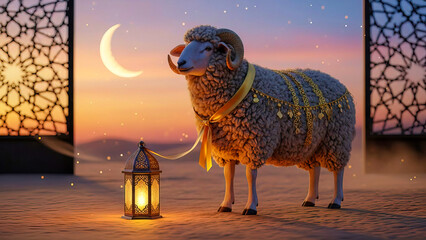 Eid al-Adha Mubarak 3d rendering