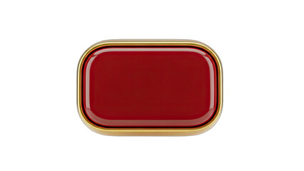 A Glossy Rectangular Red Button With Golden Bezel On A Black Background With A Transparent Background Layer