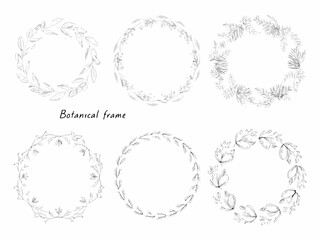 Elegant botanical wreath collection with delicate floral and leaf sketches
