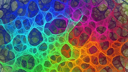 Colorful fractal network forms an intricate vibrant web like pattern
