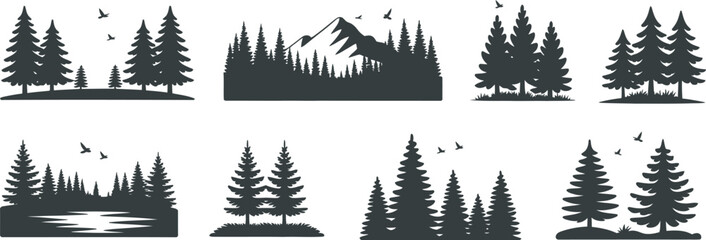 Obraz premium Forest Landscape Vector Silhouette Artwork