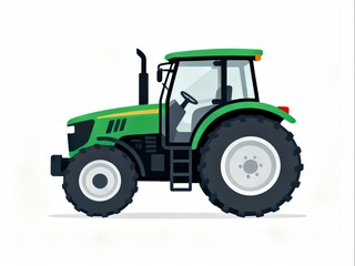 Obraz premium Farm green tractor, cartoon vector illustration of tractor 