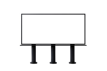 Obraz premium Blank billboard on three black pillars isolated on transparent background