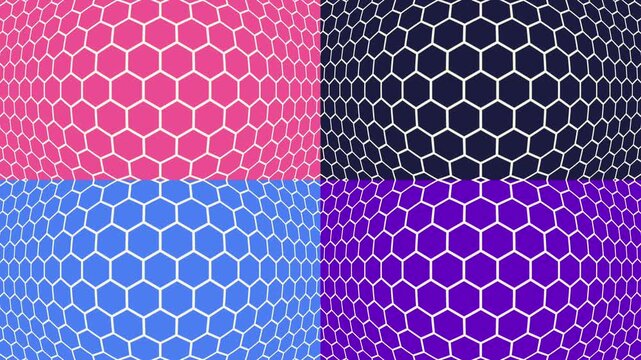Animation of seamless geometric hexagon pattern background collection set