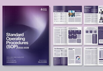 Corporate Brochure, Company Handbook, Policy Manual & Whitepaper Report Template in Purple Hues
