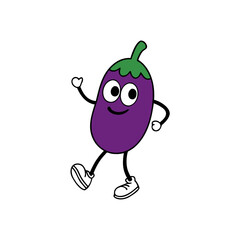 funny cartoon  eggplant dancing
