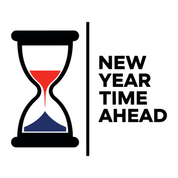 Golden hourglass with new year text symbolizing time and celebration