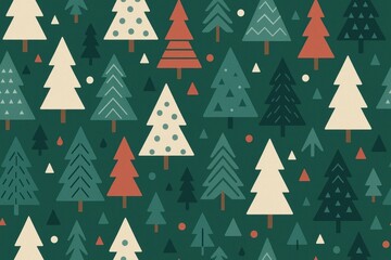 Obraz premium Festive geometric forest pattern background