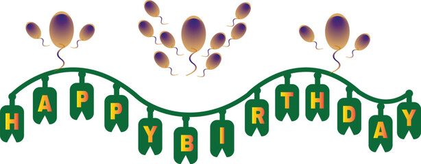 Hand-drawn Happy Birthday lettering vector illustration, transparent background, isolated on white, perfect for greeting cards, posters, invitations, and digital designs.