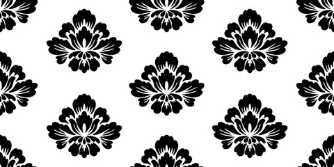 Flower seamless pattern, Organic shapes abstract floral background. Modern print in black and white colors for textile design, fabric, wallpaper, covers, cards, wall art, posters and decoration.