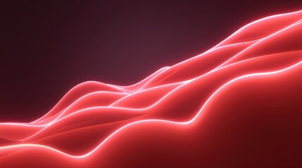 Abstract glowing waves in vibrant red light creating a mesmerizing digital background for screensaver, wallpaper, or creative projects