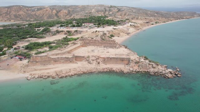 Aerial View of Historic Castillo de Araya Fortress, Venezuela