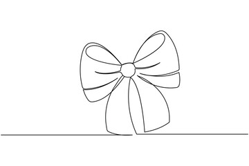 Continuous line art drawing of a graceful decorative bow, perfect for gift wrapping illustration