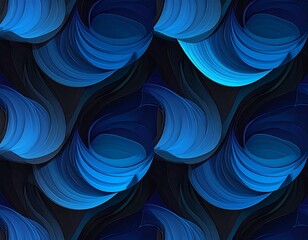 Blue and dark abstract looping pattern. Dynamic wavy shapes and texture