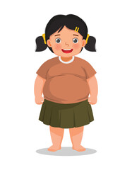 Obese little girl standing pose portrait with smiling expression