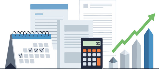 Financial Planning and Business Growth Analysis with Calendar and Calculator.