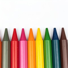 Row of colorful crayons