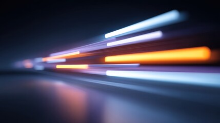 Abstract light streaks in motion creating a dynamic and vibrant atmosphere with colorful luminous effects on a dark background