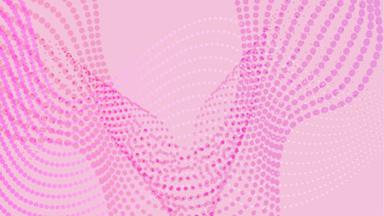 ドットの曲線とピンクの背景イラスト