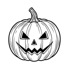 Isolated spooky carved Halloween pumpkin face, or jack-o'-lantern, vector illustration