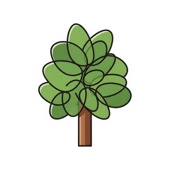 Green tree vector illustration with leaves on a white background