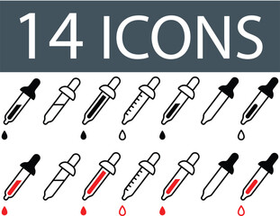 Fototapeta premium Blood lab icon set Test tube icons, vector design. Silhouette and stroke icon collection Test tube icons, vector design. Silhouette and stroke icon collection Test tube icon in minimal flat
