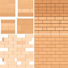 Obraz premium Assortment of brick patterns, showcasing varied layouts and colors, on a white background