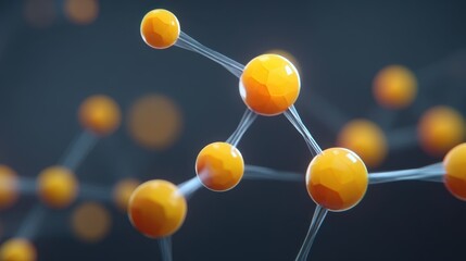 Abstract molecular structure featuring orange spheres connected by fine lines in a modern digital rendering suitable for scientific and educational themes