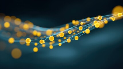 Abstract representation of colorful spheres and flowing lines in a digital space, illustrating movement, energy, and connectivity in a modern design concept