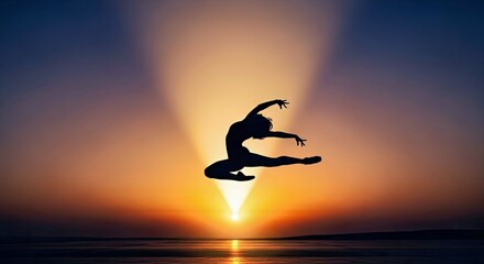 Silhouette Dancer Jumping Against Sunset Sky.jpg