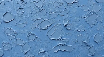 Detailed Textured Blue Paint Wall Close up View Artistic Rough Surface