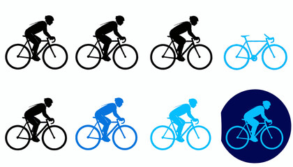 Obraz premium Artistic depiction of a cyclist in motion, cycling on a bicycle, in various styles