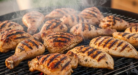 Freshly Grilled Chicken on Barbeque &mdash; Smoky and Delicious