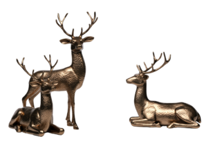   A wild stag or reindeer silhouette with prominent antlers on a white background