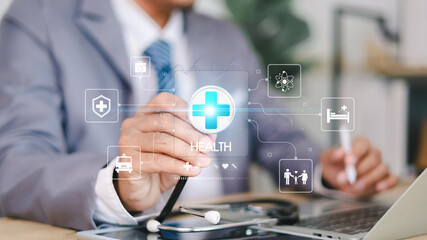 Medical technology, online health network, telemedicine concept. healthcare and medicine.