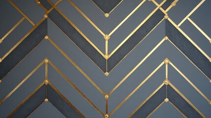 Gray and gold chevron pattern with metallic lines and dots