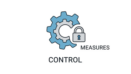 Fototapeta premium Industrial Gear with Lock Symbol and Control Measurement Text on White Background