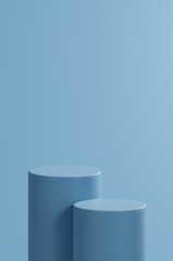 double Cerulean Frost rounded tube podium, Cerulean Frost color palette, 3d rendered