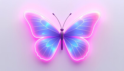 colorful neon butterfly on white background