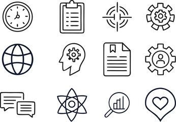 Human Resources icon set collection in a clean outline style