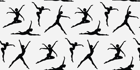 Dynamic Silhouettes of Ballet Dancers in Various Poses on a White Background vector illustration © Emon